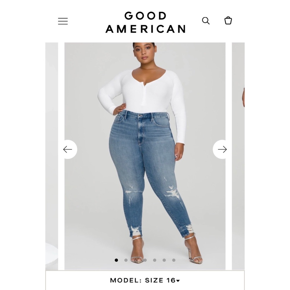 GOOD AMERICAN good waist cropped chewed hem jeans